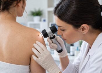 Žena na dermatološkom pregledu.